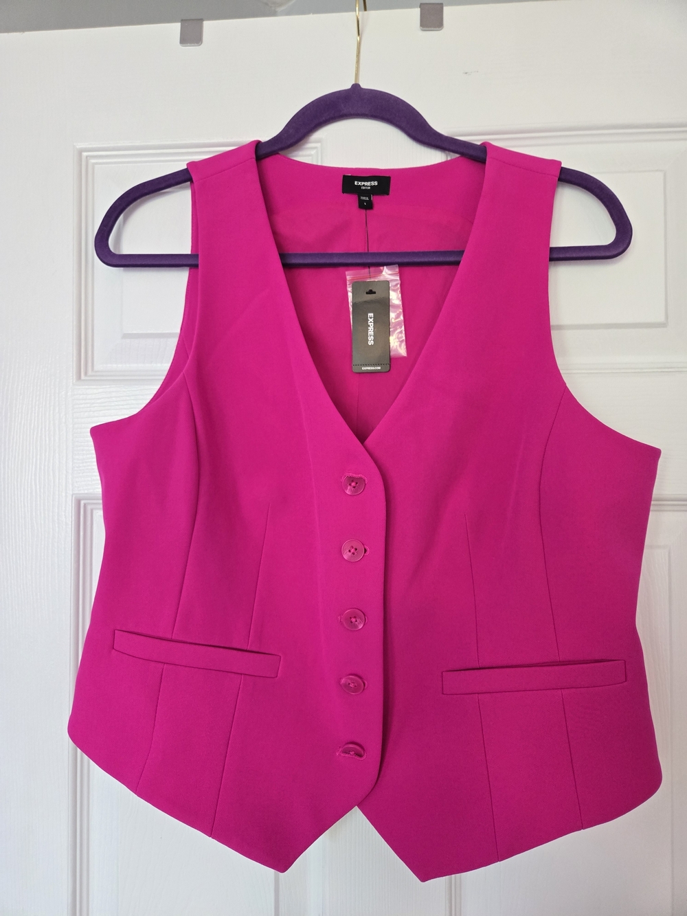 Express Hot Pink Tailored Button Vest